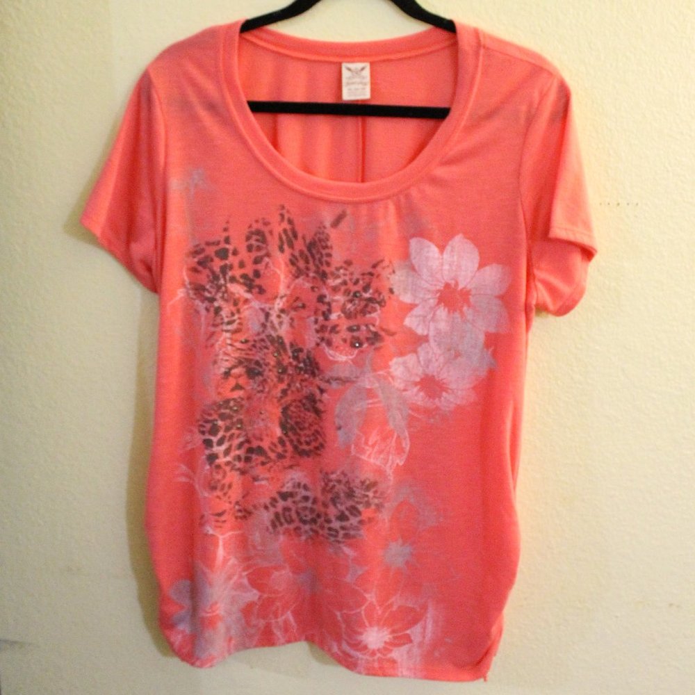 Faded Glory Pink Tshirt with gathering Size XL